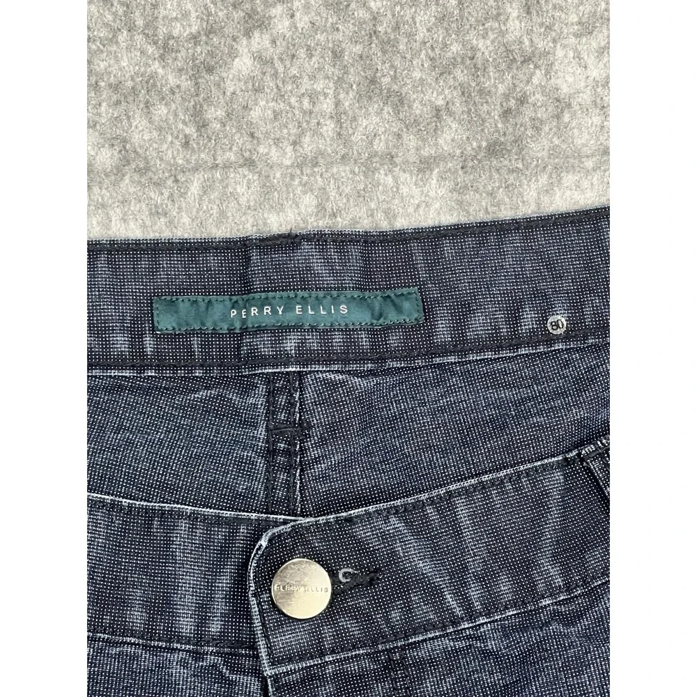Perry Ellis Mens Jeans Blue Straight Fit Dark Wash Casual Stretch Size 44x30